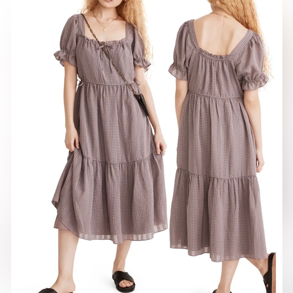 NWOT Madewell Square Neck Tiered Midi Dress